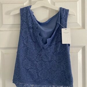 Blue Lace Sleeveless Top